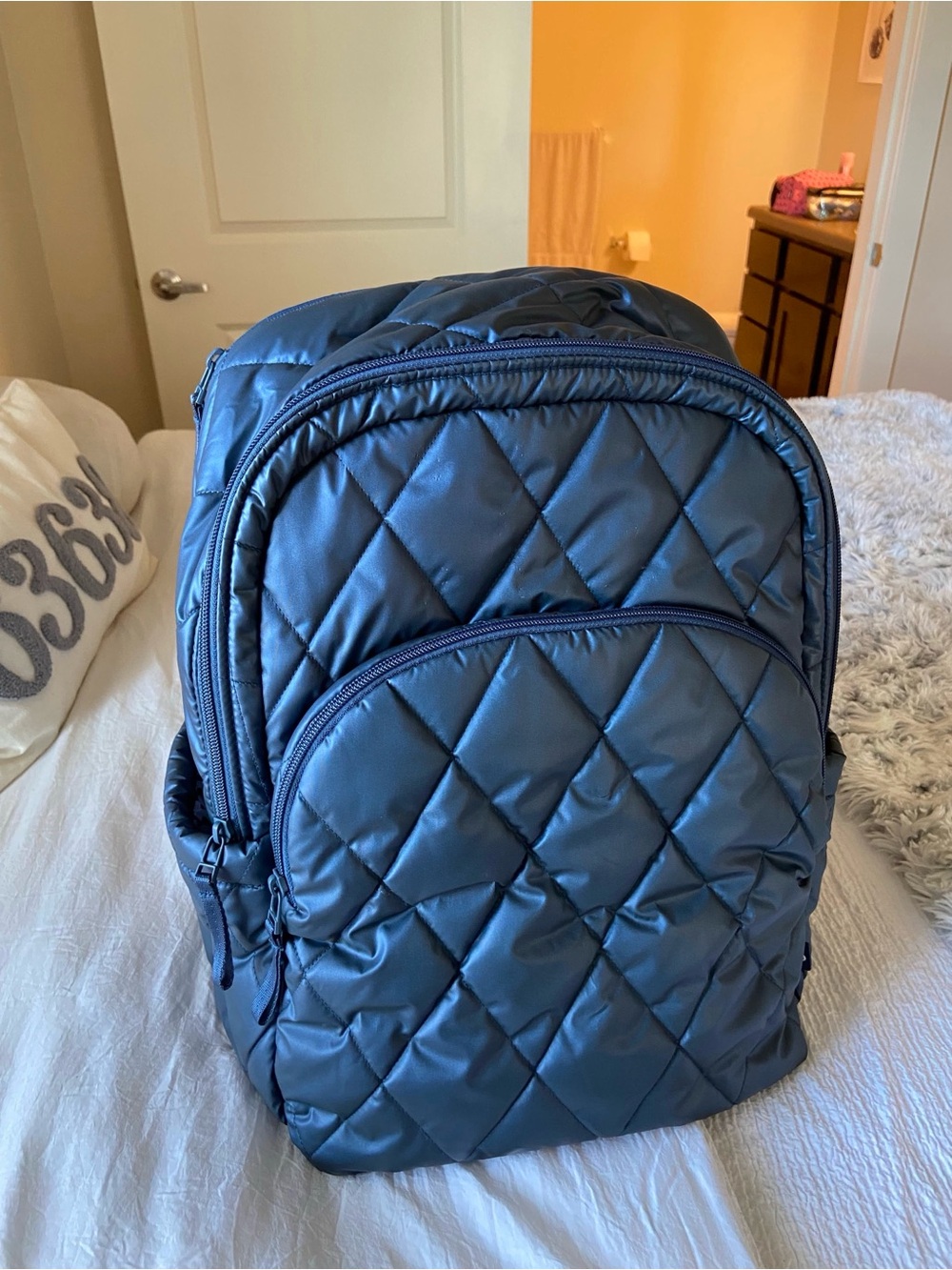 Vera Bradley Quilted Navy Blue Backpack